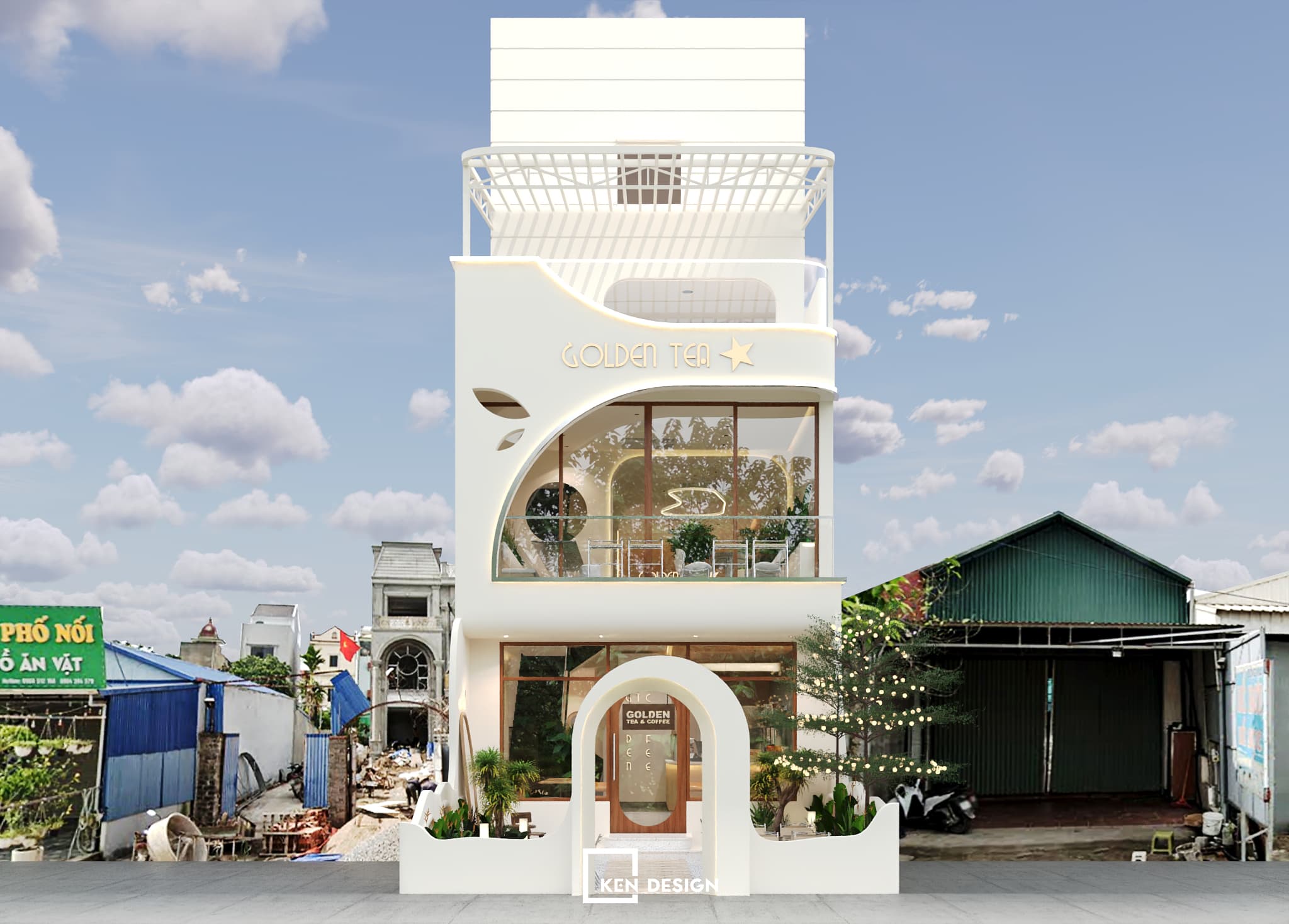 Thiết kế quán Golden tea & coffee tại Hưng Yên